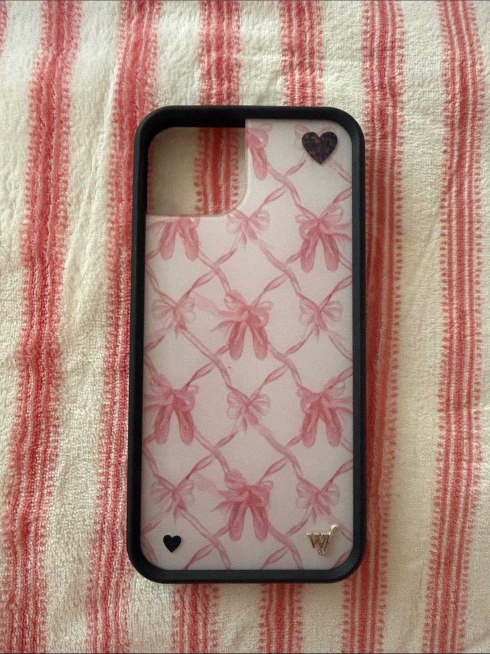 Wildflowers Pink Bow Lattice Phone Case with Black Trim